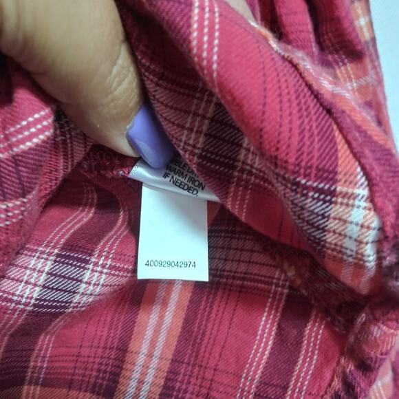 Sonoma Pink Plaid Western Button Front Long Sleeve Top Size PS - Picture 10 of 10